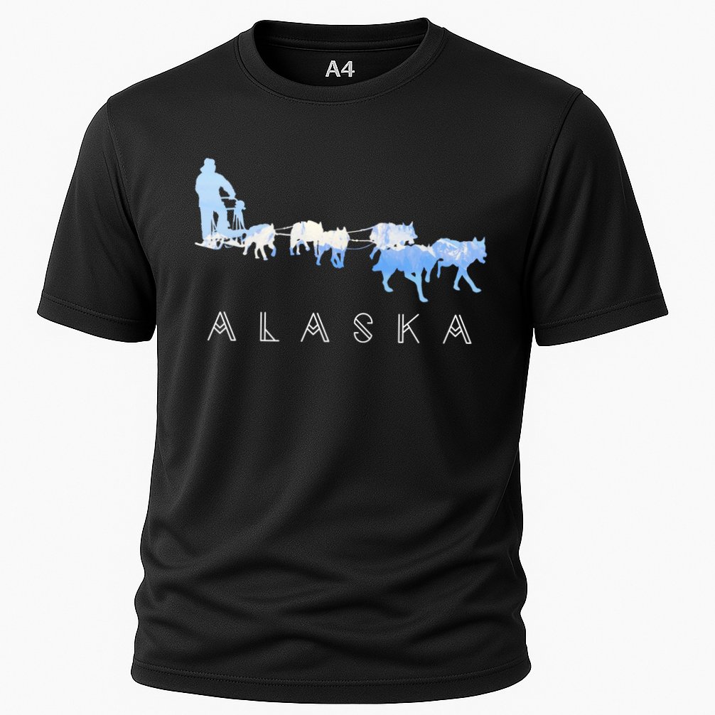 Alaska Sled Dogs Mushing Gift Sled Dog Team Snow Mountain Scene Gift Performance Shirt