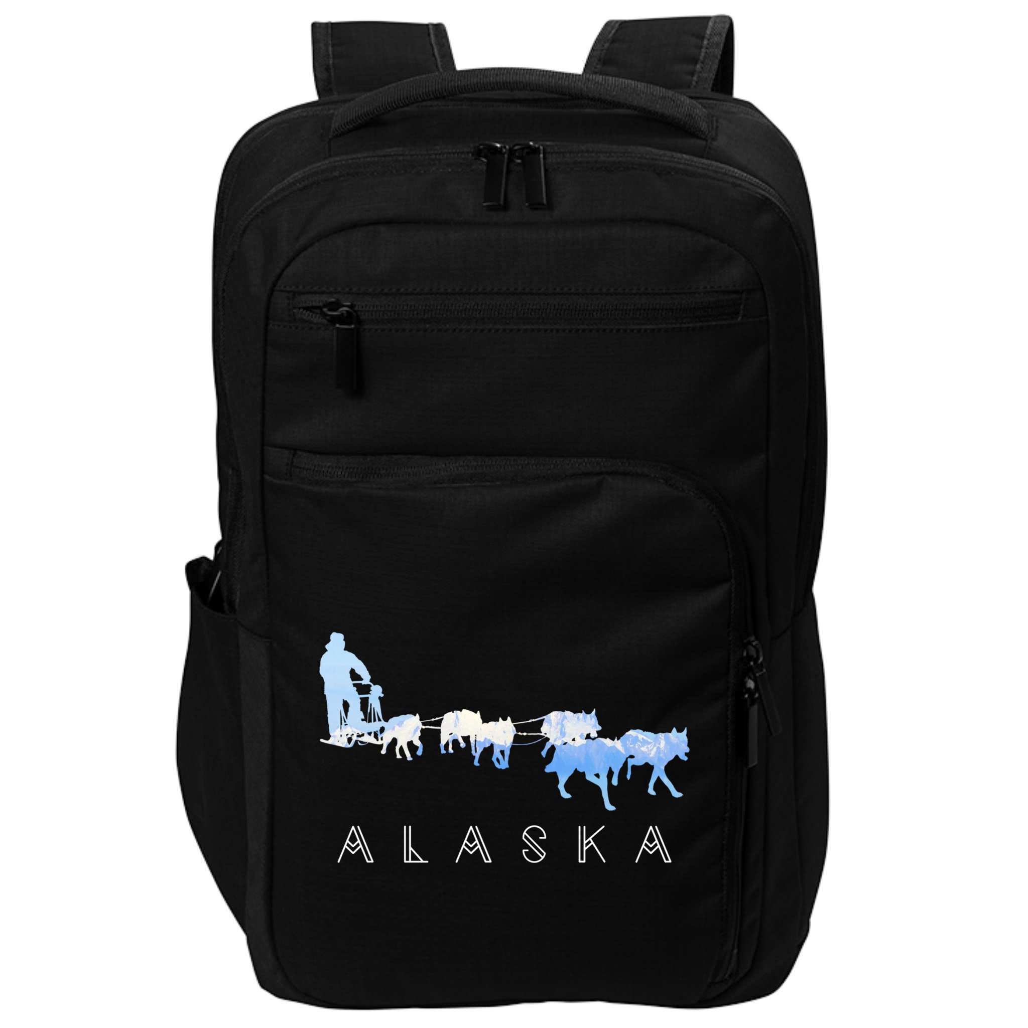 Alaska Sled Dogs Mushing Gift Sled Dog Team Snow Mountain Scene Gift Impact Tech Backpack