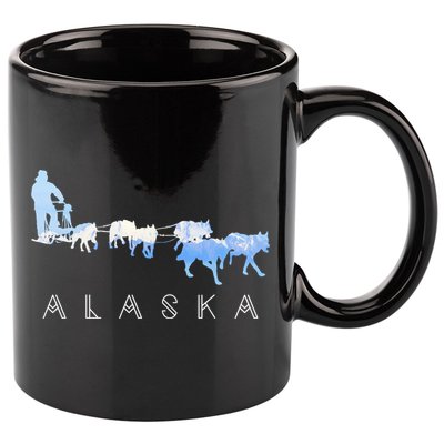 Alaska Sled Dogs Mushing Gift Sled Dog Team Snow Mountain Scene Gift 11oz C Handle Ceramic Mug