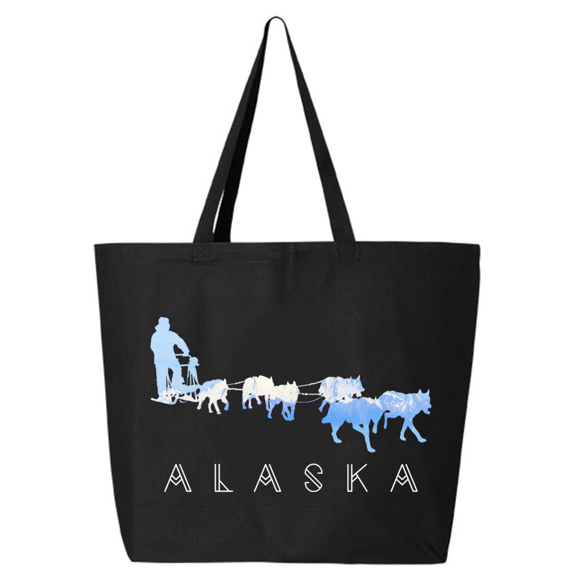 Alaska Sled Dogs Mushing Gift Sled Dog Team Snow Mountain Scene Gift 25L Jumbo Tote