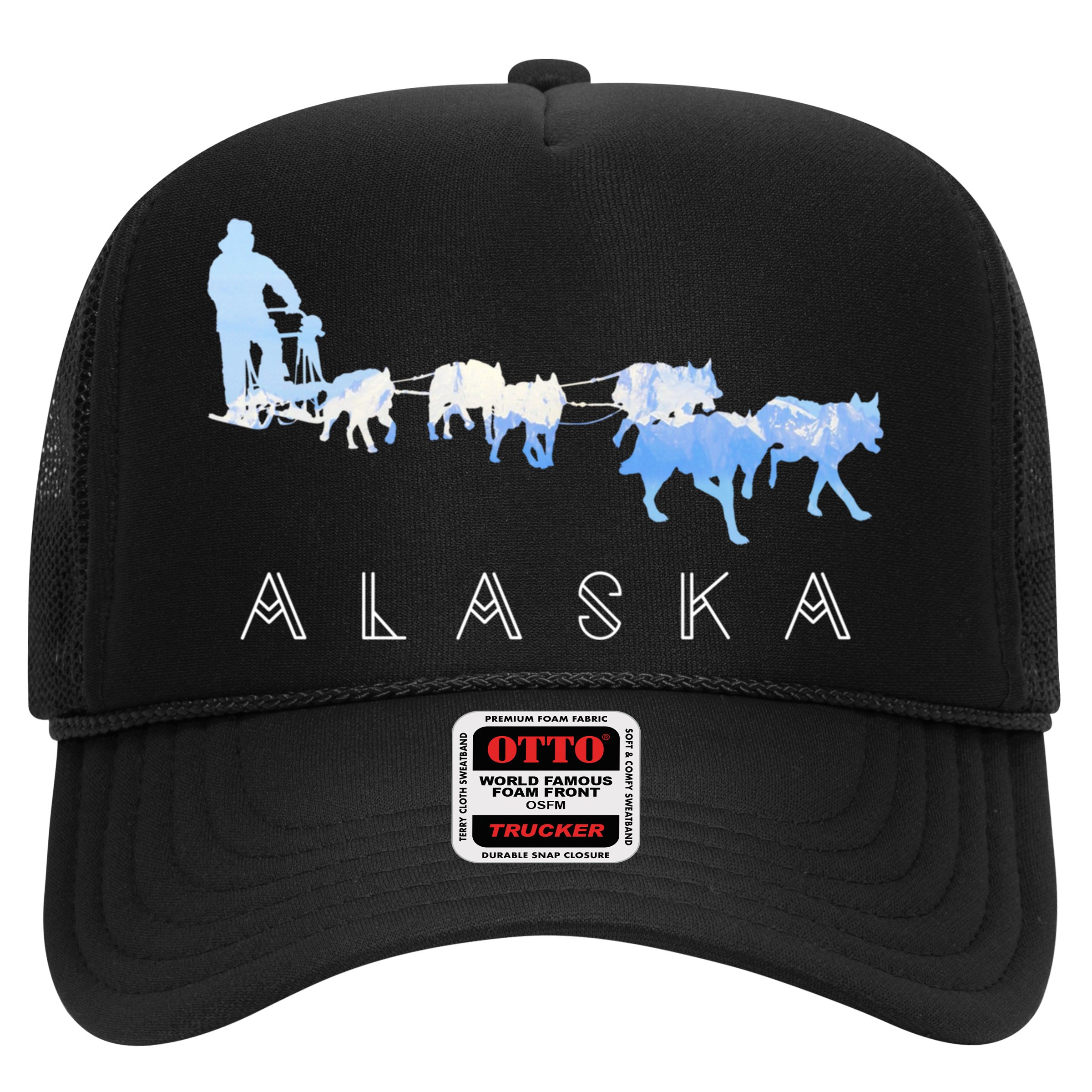 Alaska Sled Dogs Mushing Gift Sled Dog Team Snow Mountain Scene Gift Hat