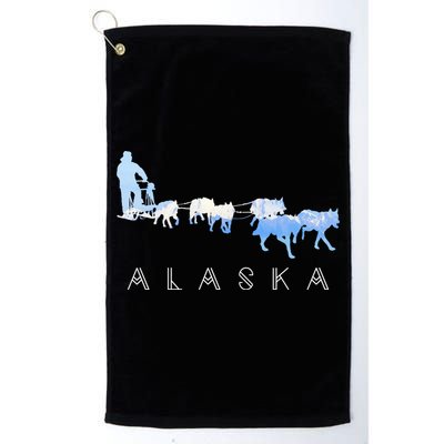 Alaska Sled Dogs Mushing Gift Sled Dog Team Snow Mountain Scene Gift Golf Towel