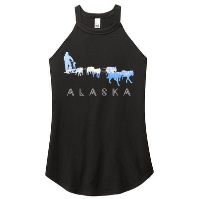 Alaska Sled Dogs Mushing Gift Sled Dog Team Snow Mountain Scene Gift Women's Perfect Tri Rocker Tank