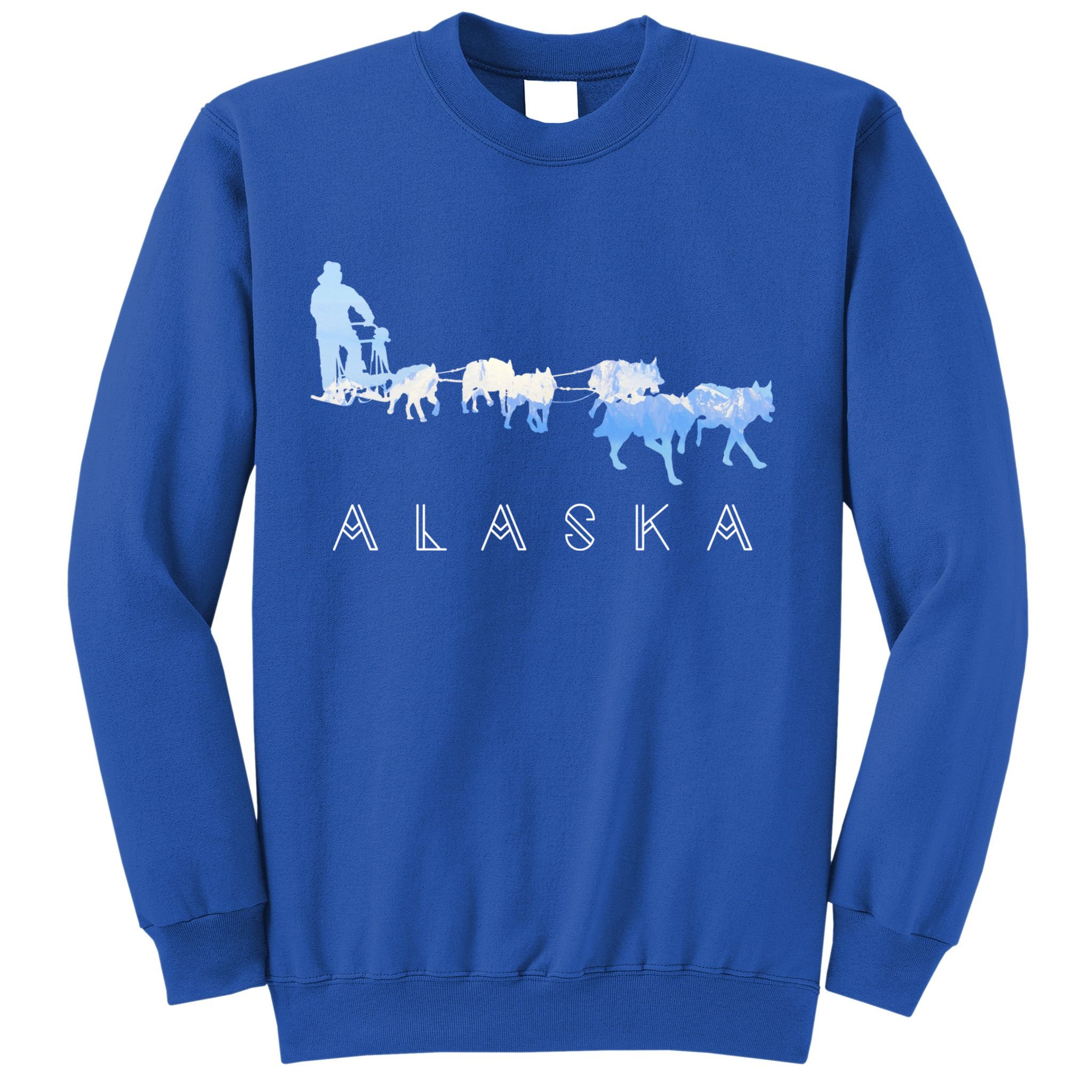 Alaska Sled Dogs Mushing Gift Sled Dog Team Snow Mountain Scene Gift Sweatshirt
