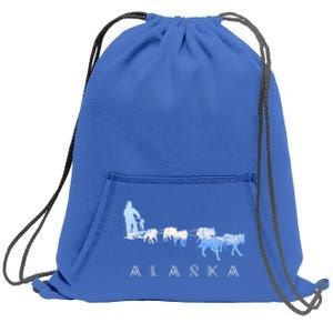 Alaska Sled Dogs Mushing Gift Sled Dog Team Snow Mountain Scene Gift Sweatshirt Cinch Pack Bag