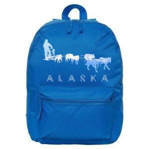 Alaska Sled Dogs Mushing Gift Sled Dog Team Snow Mountain Scene Gift 16 in Basic Backpack