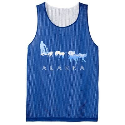Alaska Sled Dogs Mushing Gift Sled Dog Team Snow Mountain Scene Gift Mesh Reversible Basketball Jersey Tank