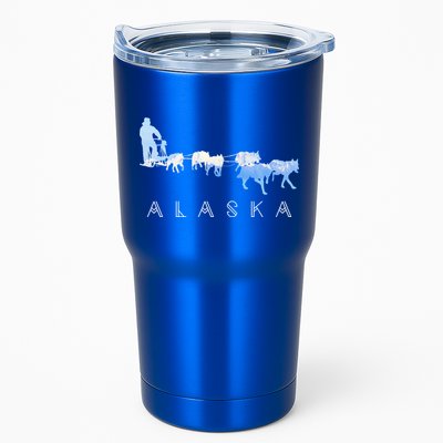 Alaska Sled Dogs Mushing Gift Sled Dog Team Snow Mountain Scene Gift Tumbler