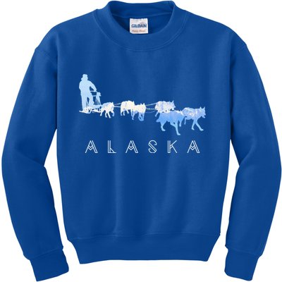 Alaska Sled Dogs Mushing Gift Sled Dog Team Snow Mountain Scene Gift Kids Sweatshirt
