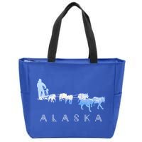 Alaska Sled Dogs Mushing Gift Sled Dog Team Snow Mountain Scene Gift Zip Tote Bag