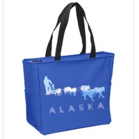 Alaska Sled Dogs Mushing Gift Sled Dog Team Snow Mountain Scene Gift Zip Tote Bag