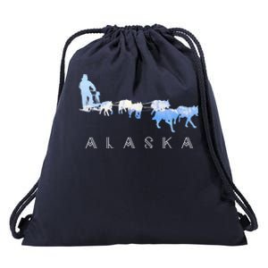 Alaska Sled Dogs Mushing Gift Sled Dog Team Snow Mountain Scene Gift Drawstring Bag