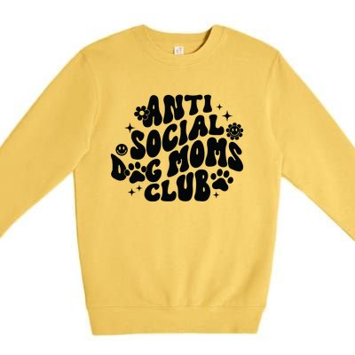 Anti Social Dog Moms Club Black Premium Crewneck Sweatshirt