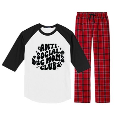 Anti Social Dog Moms Club Black Raglan Sleeve Pajama Set