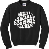 Anti Social Dog Moms Club Black Kids Sweatshirt