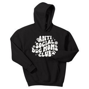 Anti Social Dog Moms Club Black Kids Hoodie