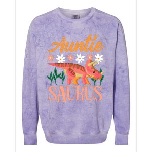 Auntie Saurus Dino Design For Aunt Relative Colorblast Crewneck Sweatshirt