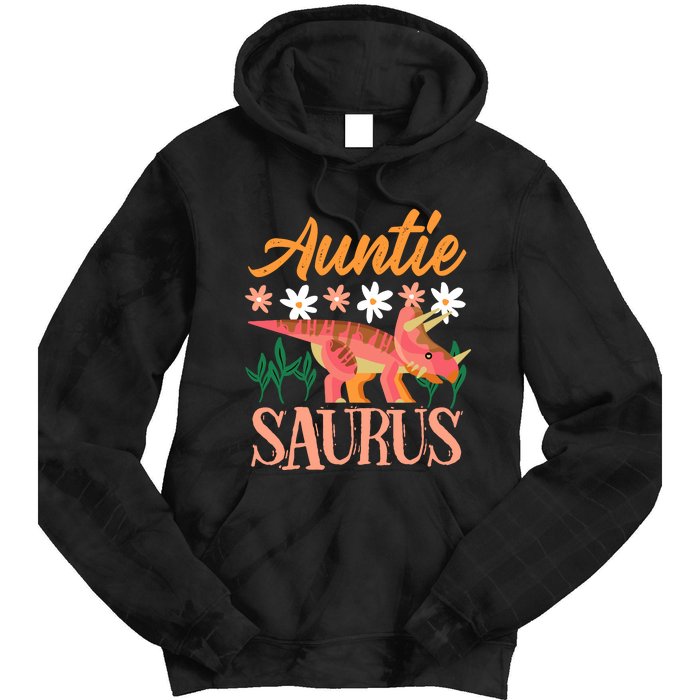 Auntie Saurus Dino Design For Aunt Relative Tie Dye Hoodie