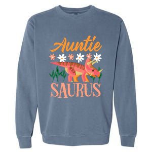 Auntie Saurus Dino Design For Aunt Relative Garment-Dyed Sweatshirt