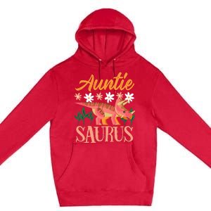 Auntie Saurus Dino Design For Aunt Relative Premium Pullover Hoodie