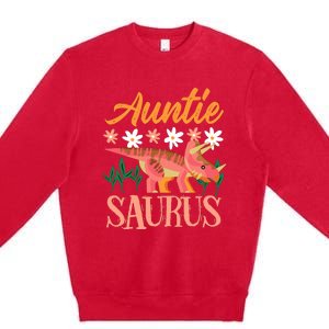 Auntie Saurus Dino Design For Aunt Relative Premium Crewneck Sweatshirt