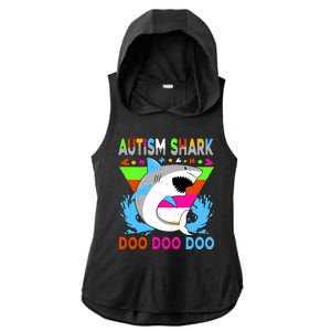 Autism Shark Doo Doo Doo Awareness Puzzle Ladies PosiCharge Tri-Blend Wicking Draft Hoodie Tank