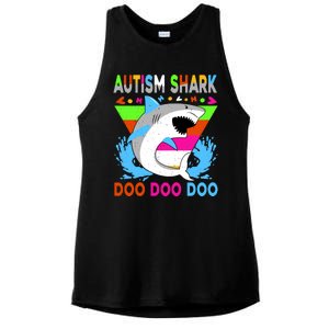 Autism Shark Doo Doo Doo Awareness Puzzle Ladies PosiCharge Tri-Blend Wicking Tank