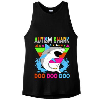 Autism Shark Doo Doo Doo Awareness Puzzle Ladies PosiCharge Tri-Blend Wicking Tank