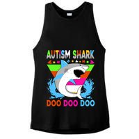 Autism Shark Doo Doo Doo Awareness Puzzle Ladies PosiCharge Tri-Blend Wicking Tank