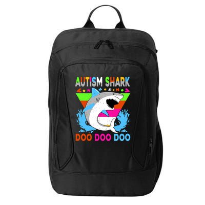 Autism Shark Doo Doo Doo Awareness Puzzle City Backpack