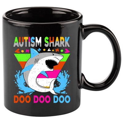 Autism Shark Doo Doo Doo Awareness Puzzle 11oz C Handle Ceramic Mug