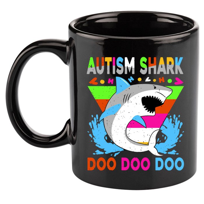 Autism Shark Doo Doo Doo Awareness Puzzle 11oz C Handle Ceramic Mug