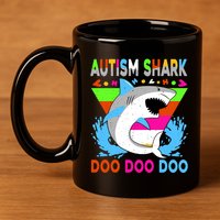 Autism Shark Doo Doo Doo Awareness Puzzle 11oz C Handle Ceramic Mug