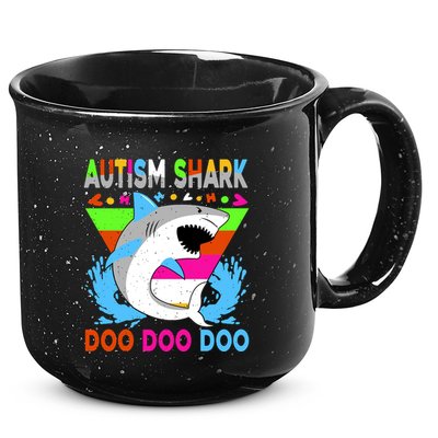Autism Shark Doo Doo Doo Awareness Puzzle 15oz Campfire Ceramic Mug