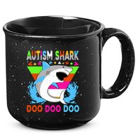Autism Shark Doo Doo Doo Awareness Puzzle 15oz Campfire Ceramic Mug