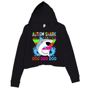 Autism Shark Doo Doo Doo Awareness Puzzle Crop Fleece Hoodie