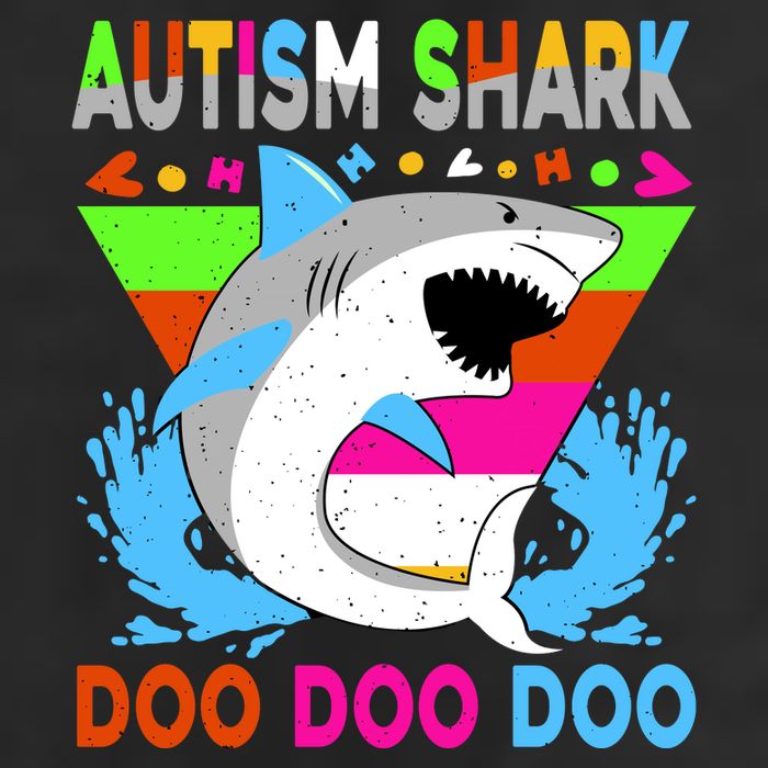 Autism Shark Doo Doo Doo Awareness Puzzle Crop Fleece Hoodie
