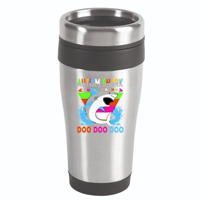 Autism Shark Doo Doo Doo Awareness Puzzle 16oz Travel Tumbler