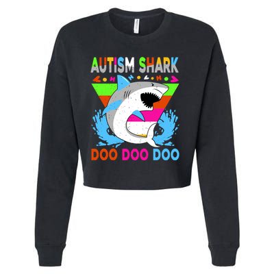 Autism Shark Doo Doo Doo Awareness Puzzle Cropped Pullover Crew