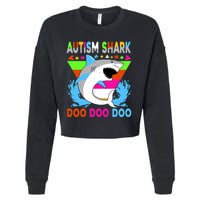Autism Shark Doo Doo Doo Awareness Puzzle Cropped Pullover Crew
