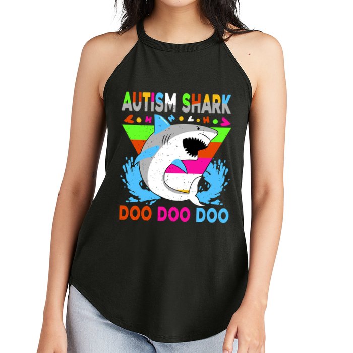 Autism Shark Doo Doo Doo Awareness Puzzle Women's Perfect Tri Rocker Tank