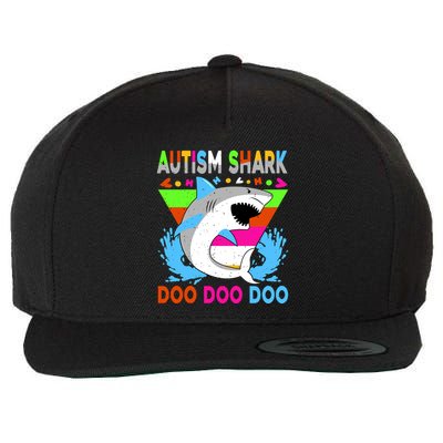 Autism Shark Doo Doo Doo Awareness Puzzle Wool Snapback Cap