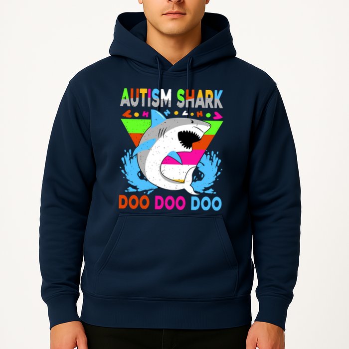 Autism Shark Doo Doo Doo Awareness Puzzle Hoodie