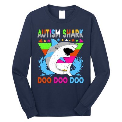 Autism Shark Doo Doo Doo Awareness Puzzle Long Sleeve Shirt