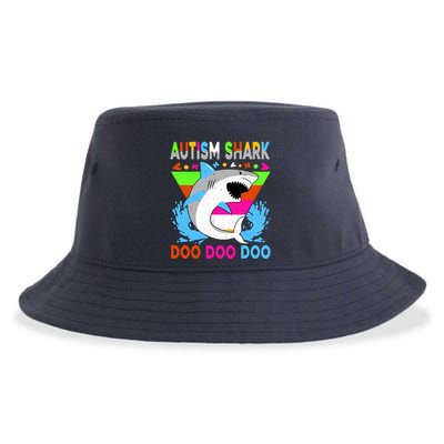 Autism Shark Doo Doo Doo Awareness Puzzle Sustainable Bucket Hat