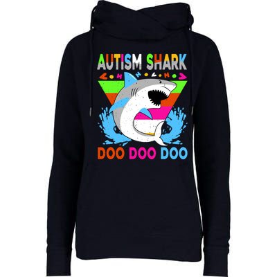 Autism Shark Doo Doo Doo Awareness Puzzle Womens Funnel Neck Pullover Hood