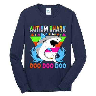 Autism Shark Doo Doo Doo Awareness Puzzle Tall Long Sleeve T-Shirt