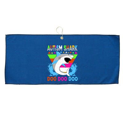 Autism Shark Doo Doo Doo Awareness Puzzle Large Microfiber Waffle Golf Towel