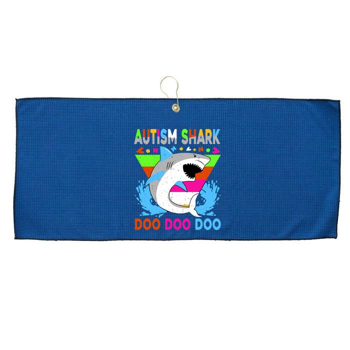 Autism Shark Doo Doo Doo Awareness Puzzle Large Microfiber Waffle Golf Towel