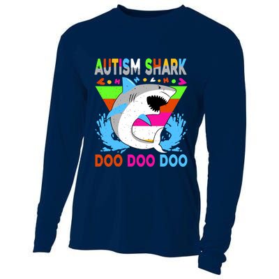 Autism Shark Doo Doo Doo Awareness Puzzle Cooling Performance Long Sleeve Crew